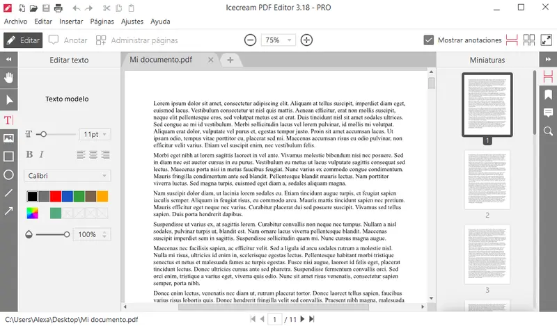 El modo Editar texto de PDF El modo Editar texto de PDF